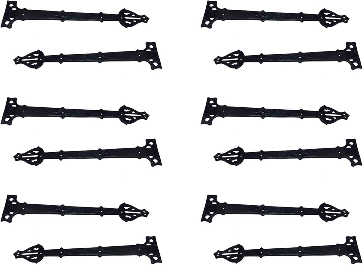 Antique Iron False Hinge Front 18.2 Inch x 8 Pack Black Powder Coated K240131