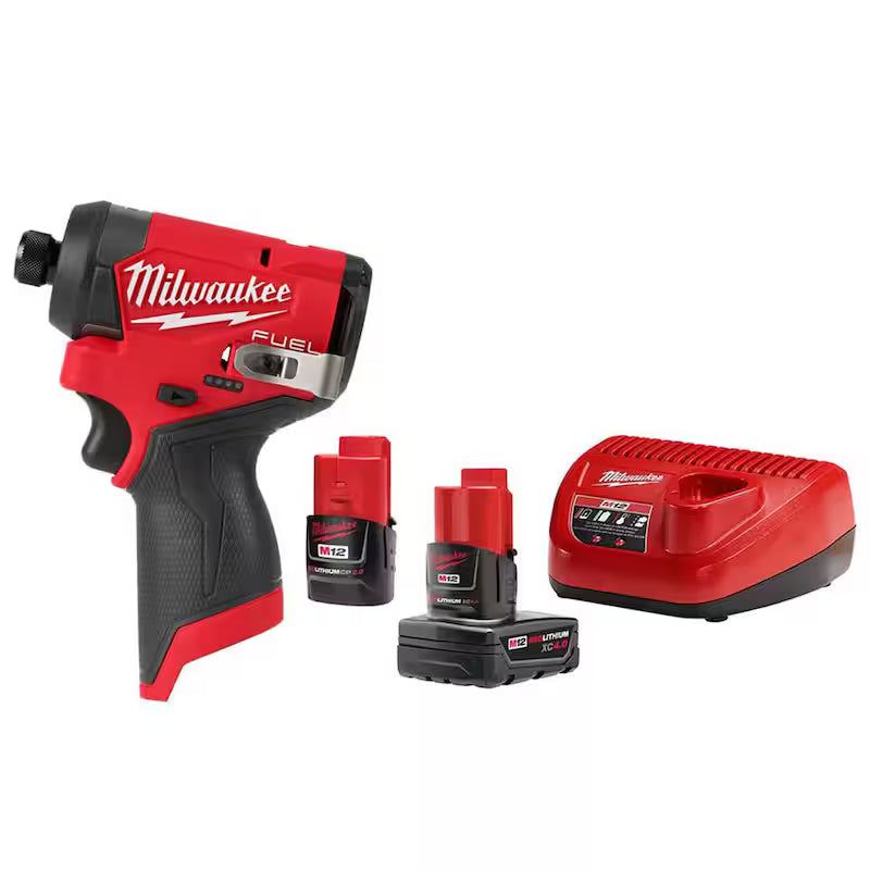 12V Brushless Cordless 1/4 in. Hex Impact Driver with Batteries and Charger N292
