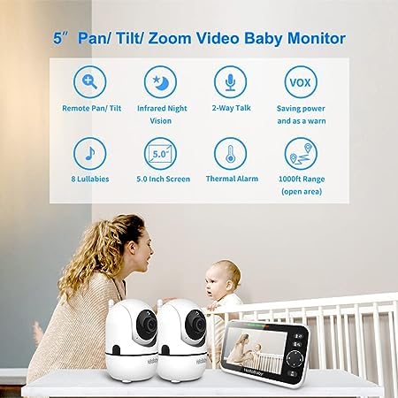 5'' Screen Video Baby Monitor with 30-Hour Battery and Night Vision X7822