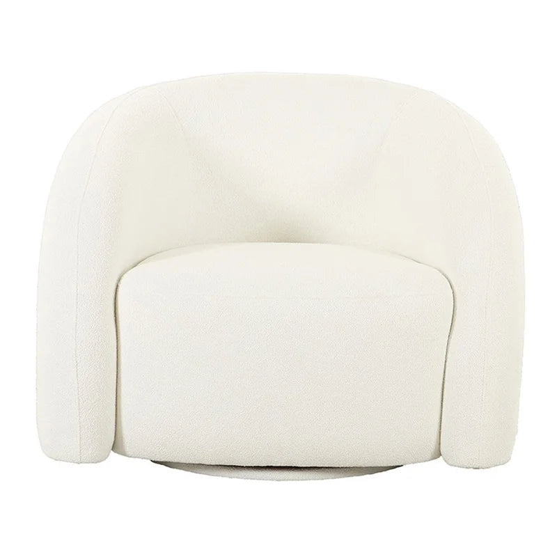 White Fabric and Wood Swivel Accent Chair W7266