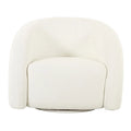 White Fabric and Wood Swivel Accent Chair W7266