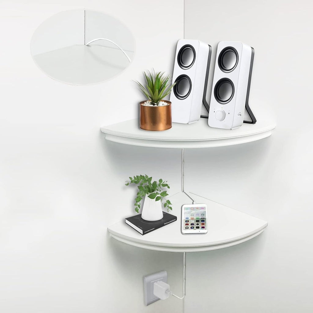Set of 2 White Floating Corner Shelf L4129
