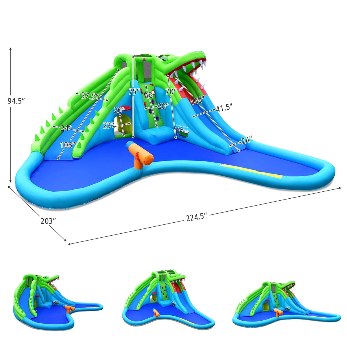 Inflatable Crocodile Water Slide Park with Pool Y7628