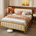 Beige Full Size Bed Frame with Headboard V299651