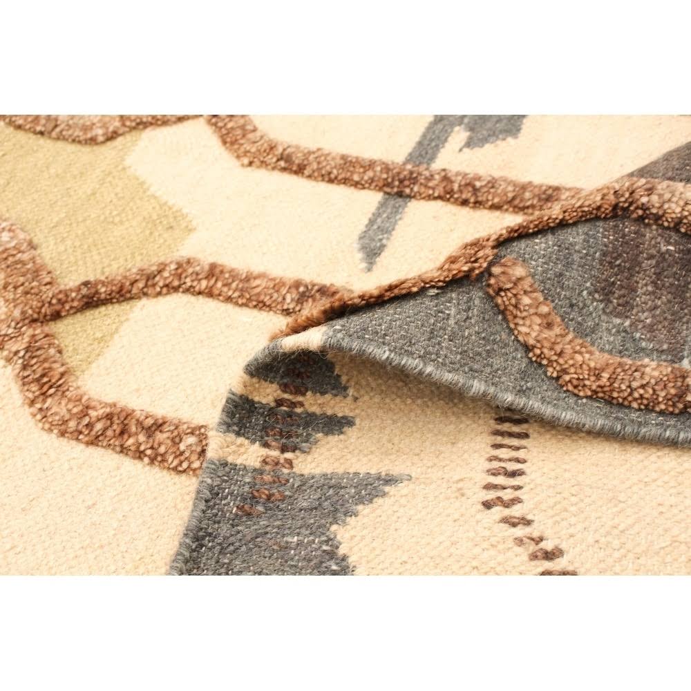 Ivory Wool Kilim Rug Q336029