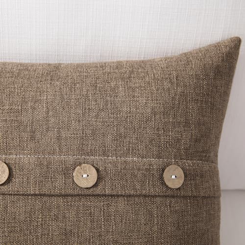 Set of 2 Cool Grey Pillow Covers 18 x 18 Inches with Coconut Buttons F854899