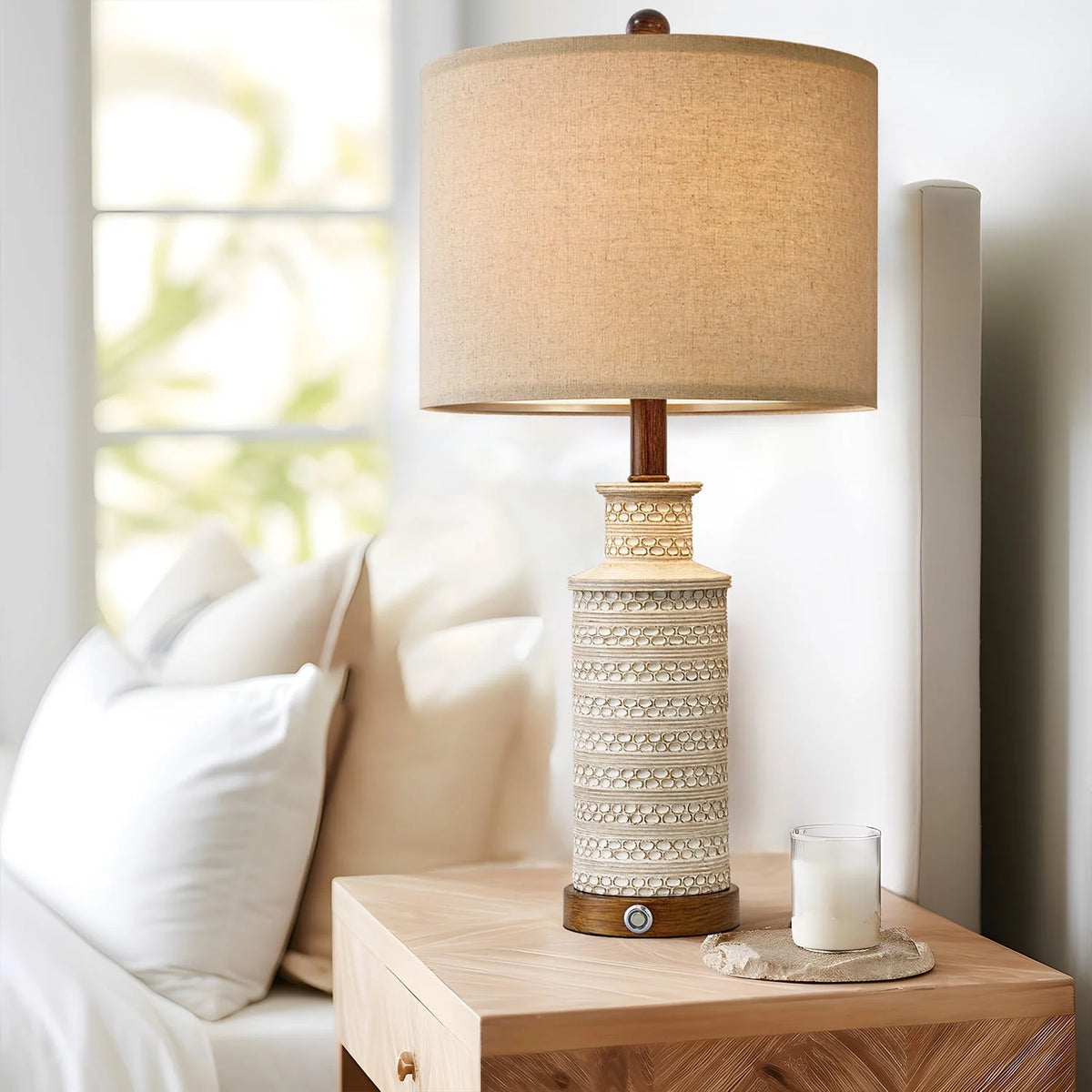 3 Way Dimmable Table Lamp Set of 2 with USB Ports G739522