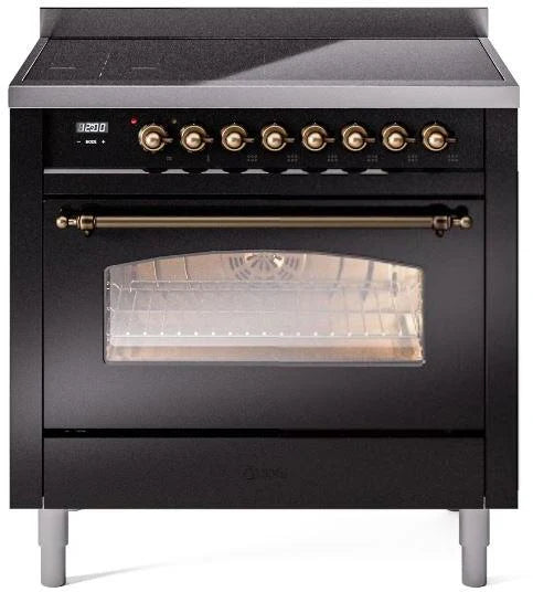 Glossy Black 36 Induction Range with Electric Oven S365806