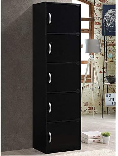 5 Shelf 5 Door Black Bookcase C503563