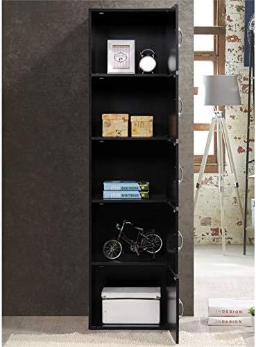 5 Shelf 5 Door Black Bookcase C503563