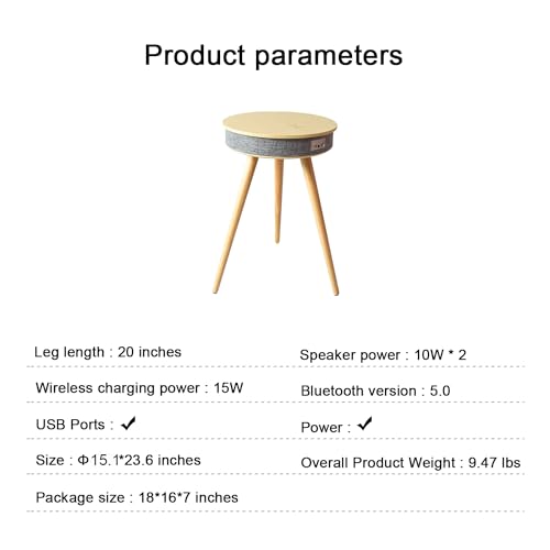 Smart End Table with Charging Station and Bluetooth Speaker G91242