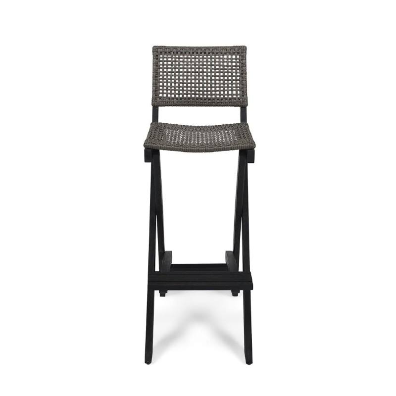 Dark Gray Acacia Wood Outdoor Barstool Set of 2 V7952