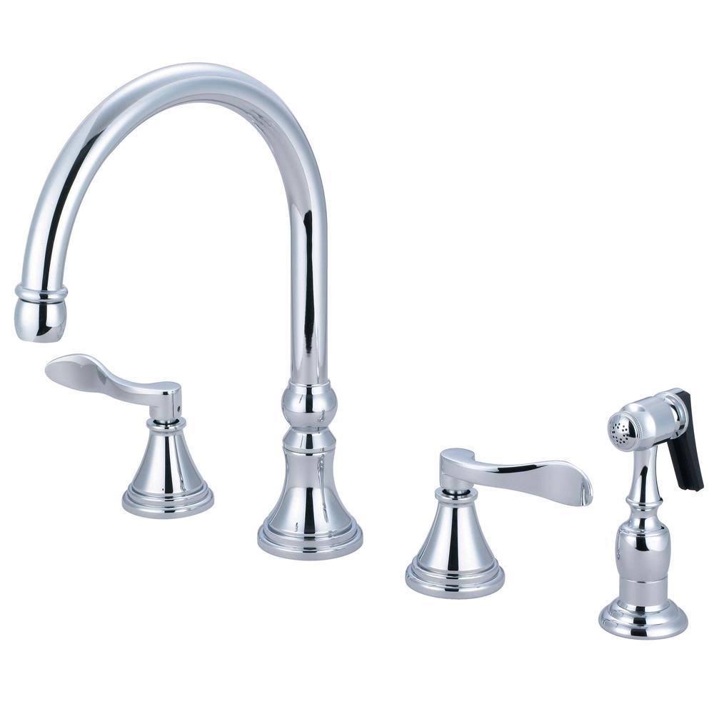 Oil Rubbed Bronze Double Handle Deck Mount Kitchen Faucet with Brass Sprayer N1558