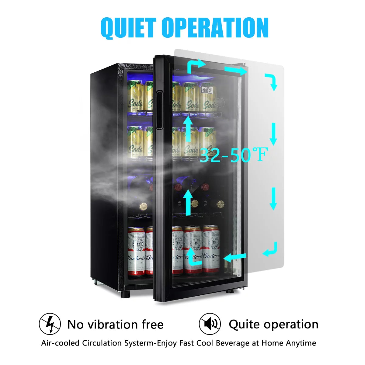 100 Can Capacity Compact Beverage Refrigerator with Glass Door G4284