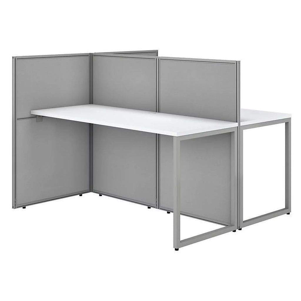 60W 2 Person Cubicle Desk with 45H Panels in White Engineered Wood U8505
