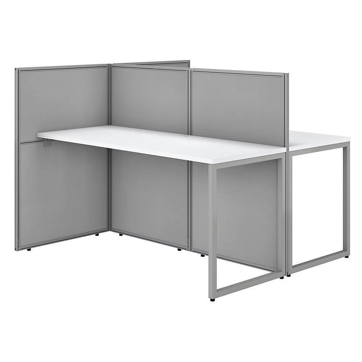 60W 2 Person Cubicle Desk with 45H Panels in White Engineered Wood U8505