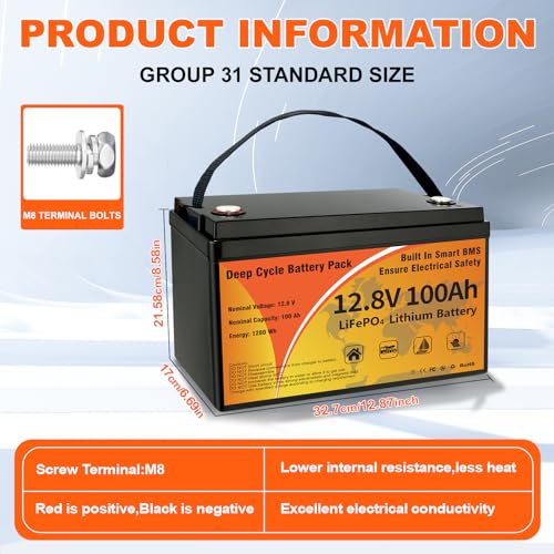 12V 100Ah LiFePO4 Lithium Battery B533534