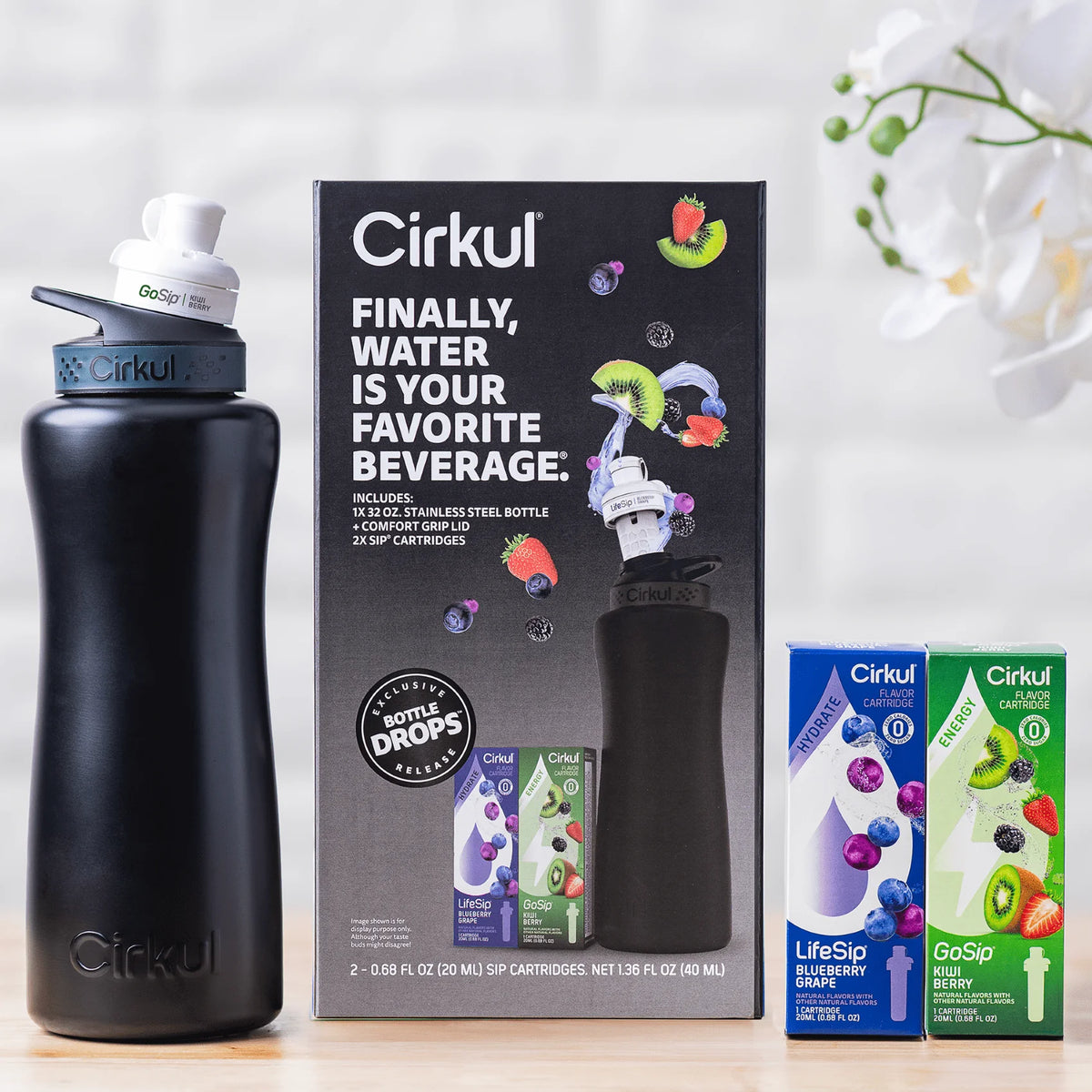 32oz Rose Gold Stainless Steel Water Bottle Starter Kit with Lid and 2 Flavor Cartridges T331658