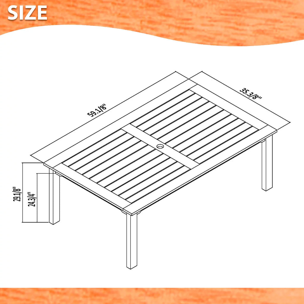 7-Piece Rectangular Eucalyptus Wood Patio Dining Set U6701