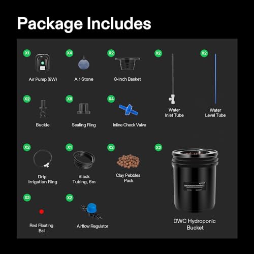5-Gallon Deep Water Culture Hydroponics Grow System with Air Pump and Air Stone Q646
