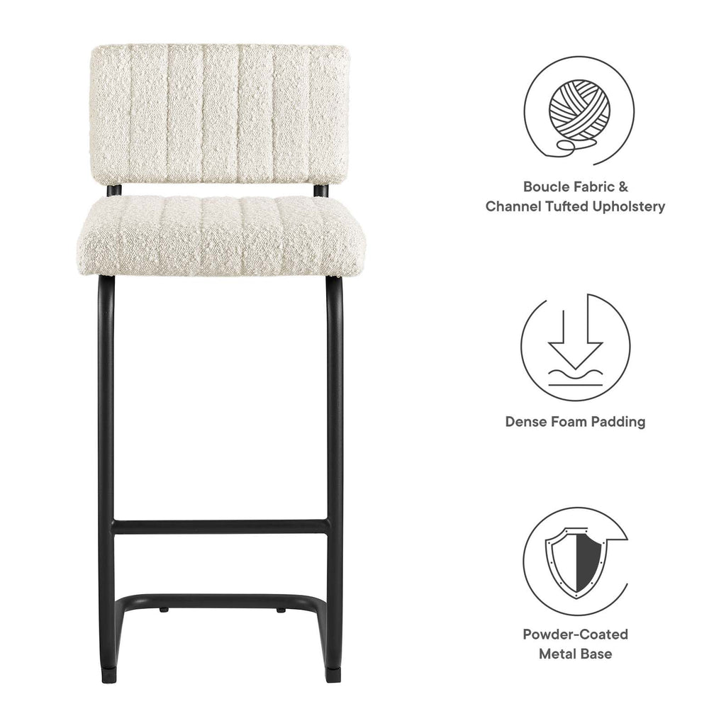 Black Ivory Boucle Counter Stools Set of 2 K1623