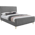 Gray Velvet Queen Bed E9829