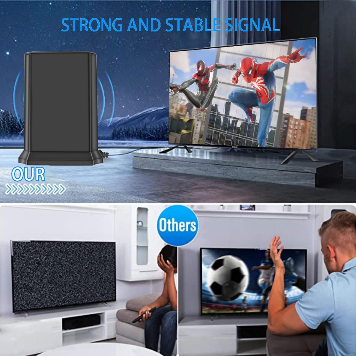 TV Antenna with Amplifier Signal Booster, 32ft Coax Cable B2190