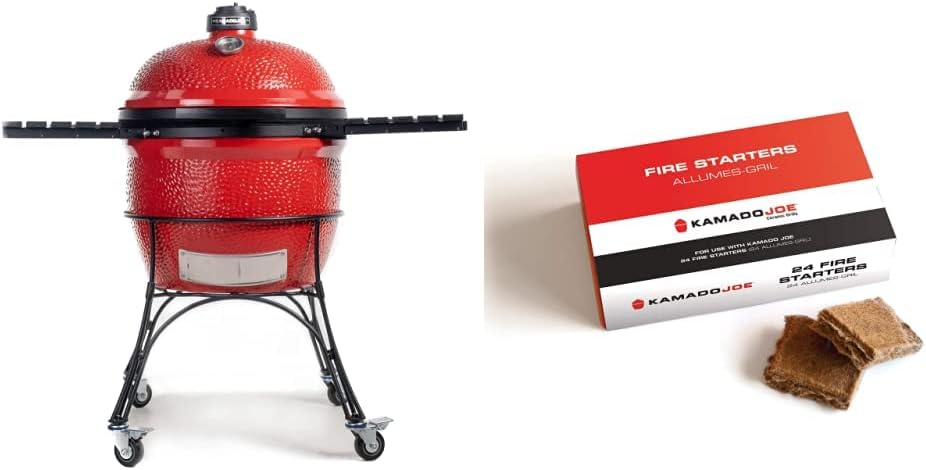 Blaze Red 24-inch Charcoal Grill with Cart and Side Shelves Q456