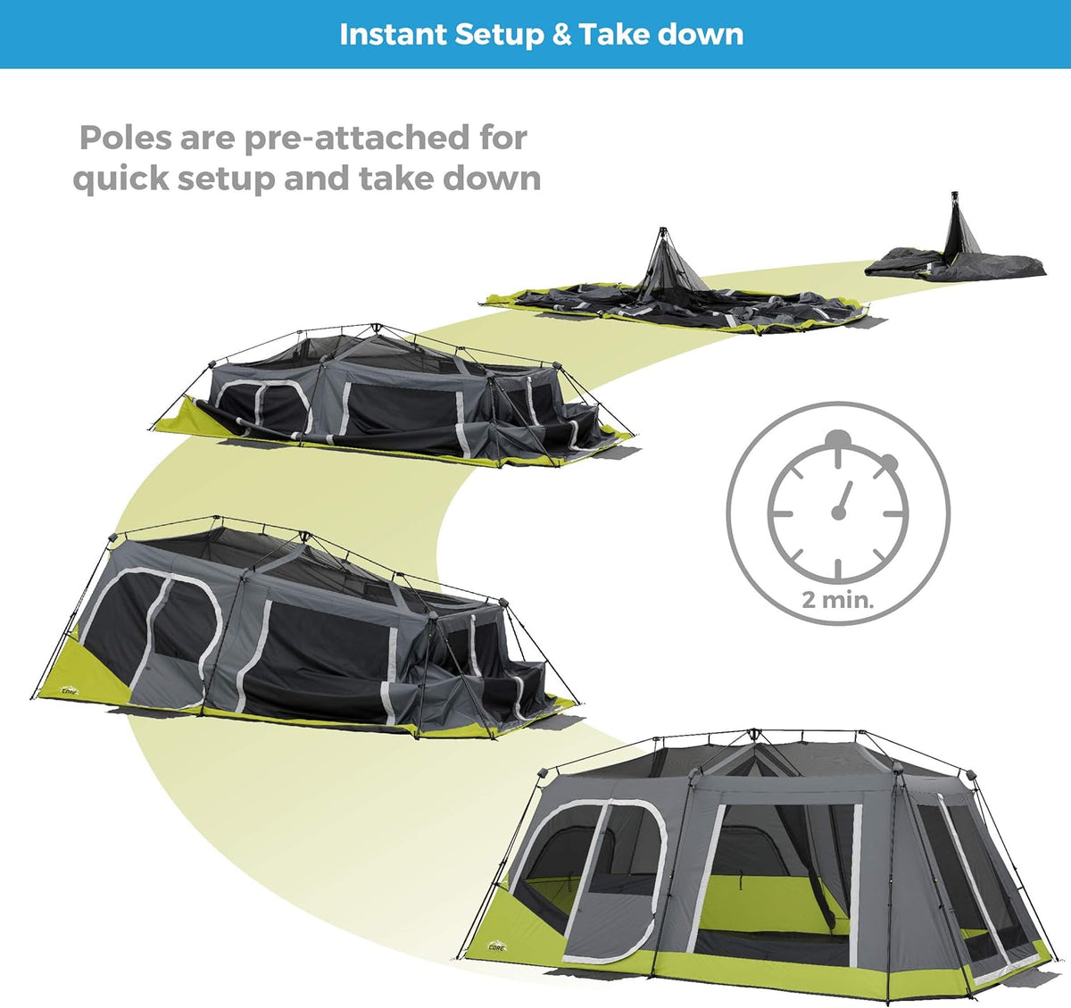 12 Person Instant Cabin Tent with Storage Pockets Z93409