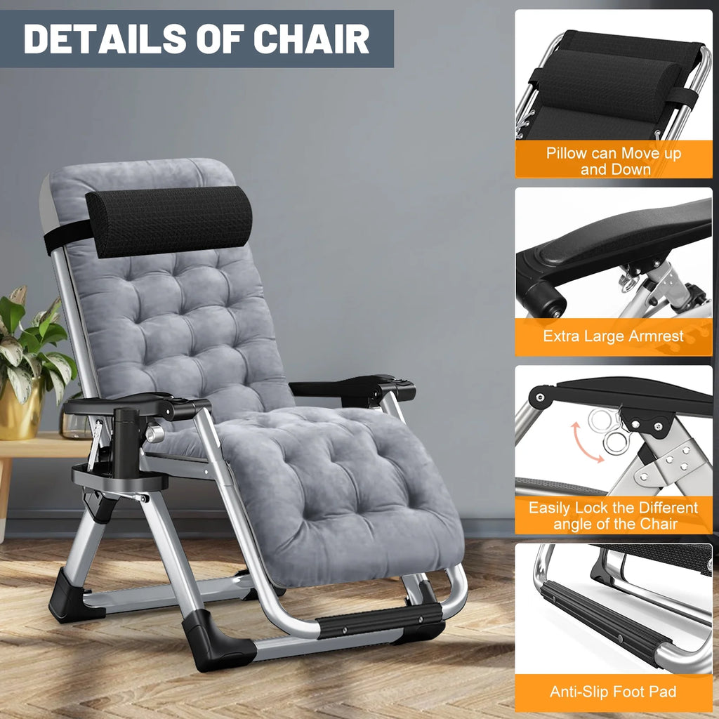 XL Zero Gravity Folding Reclining Lounge Chair with Cushion & Tray X284