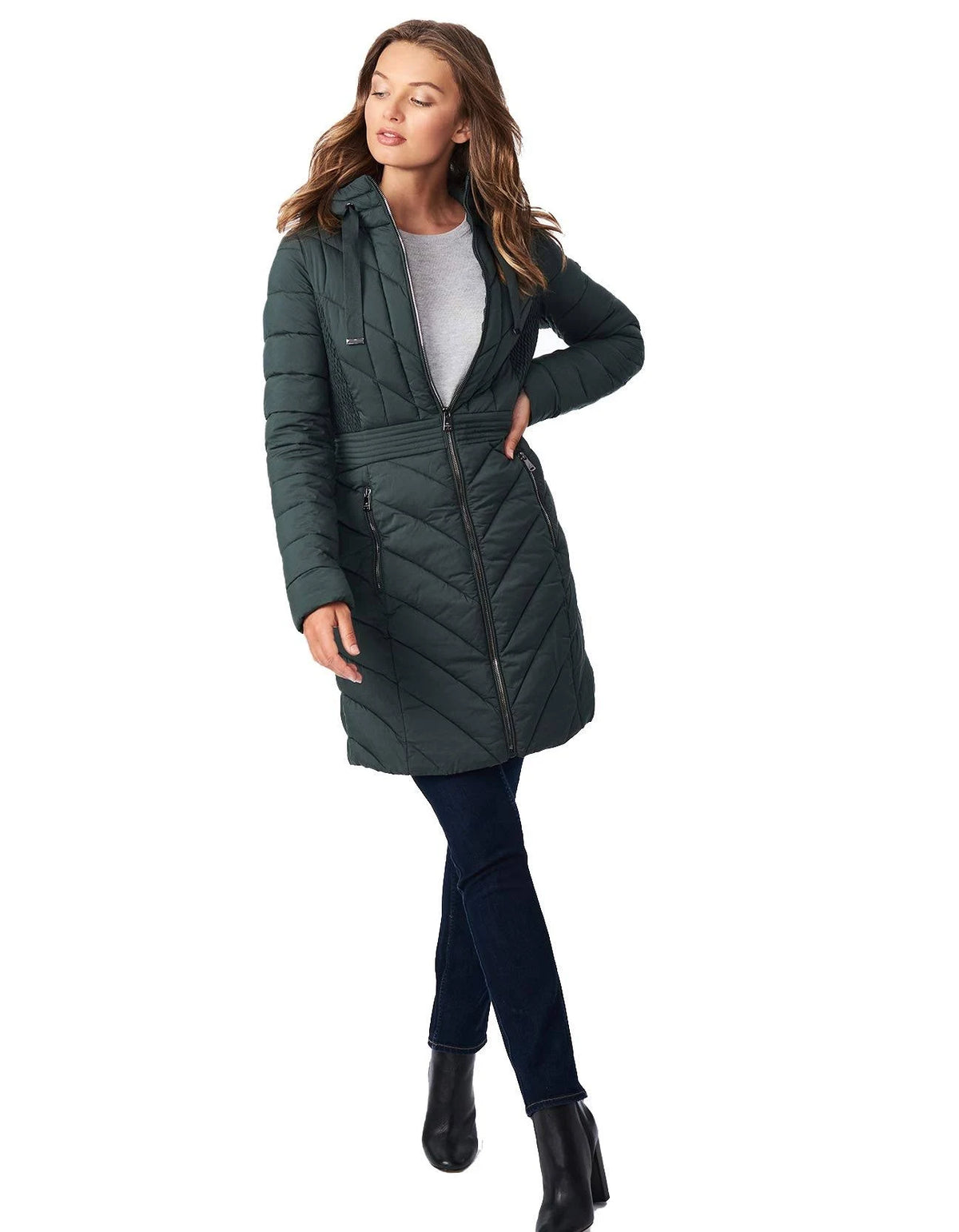 Dark Moss Hooded Packable Puffer Coat M91575