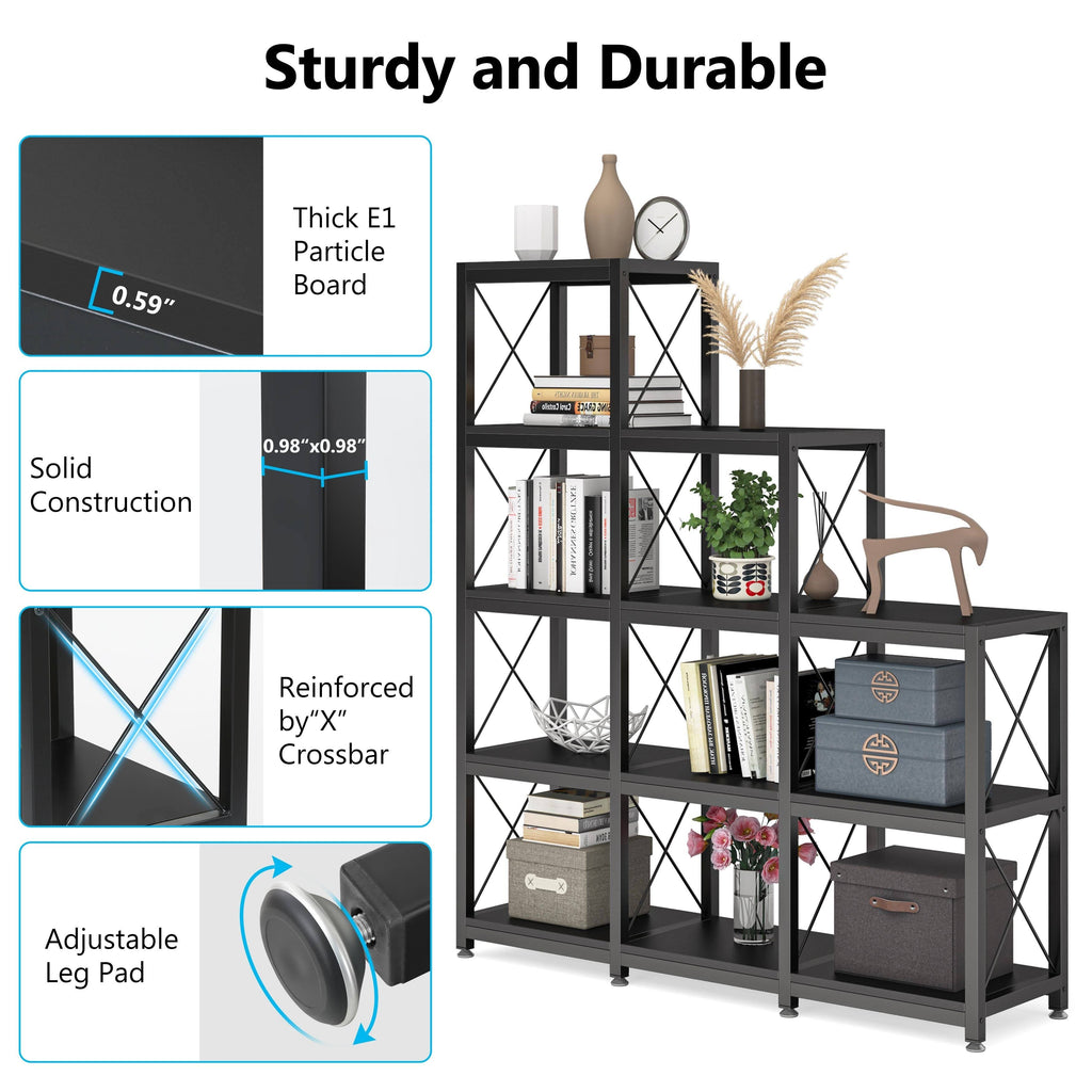Brown 5-Tier Ladder Corner Bookcase V455