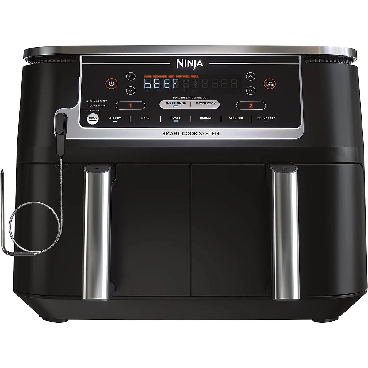 Black 6-in-1 10-qt. XL 2-Basket Air Fryer F326