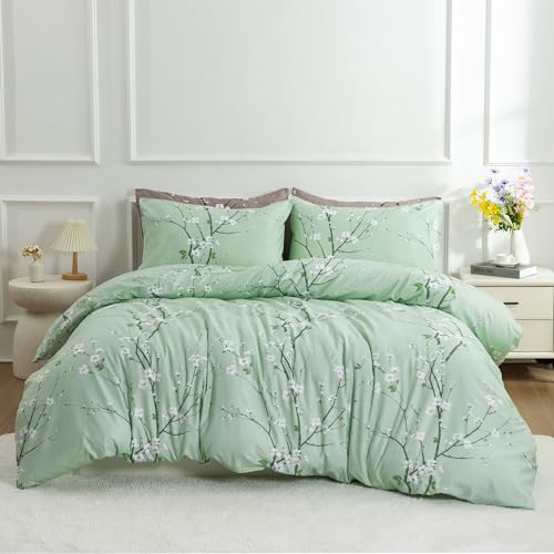 Queen Fluffy Soft Microfiber Floral Comforter Set with 2 Pillowcases D1429