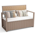 Black Beige 90 Gallon Outdoor Wicker Storage Bench with Cushion V2504