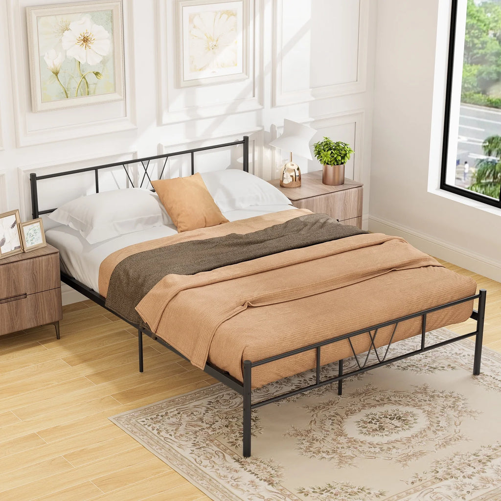 Full Size Black Metal Platform Bed Frame D5351