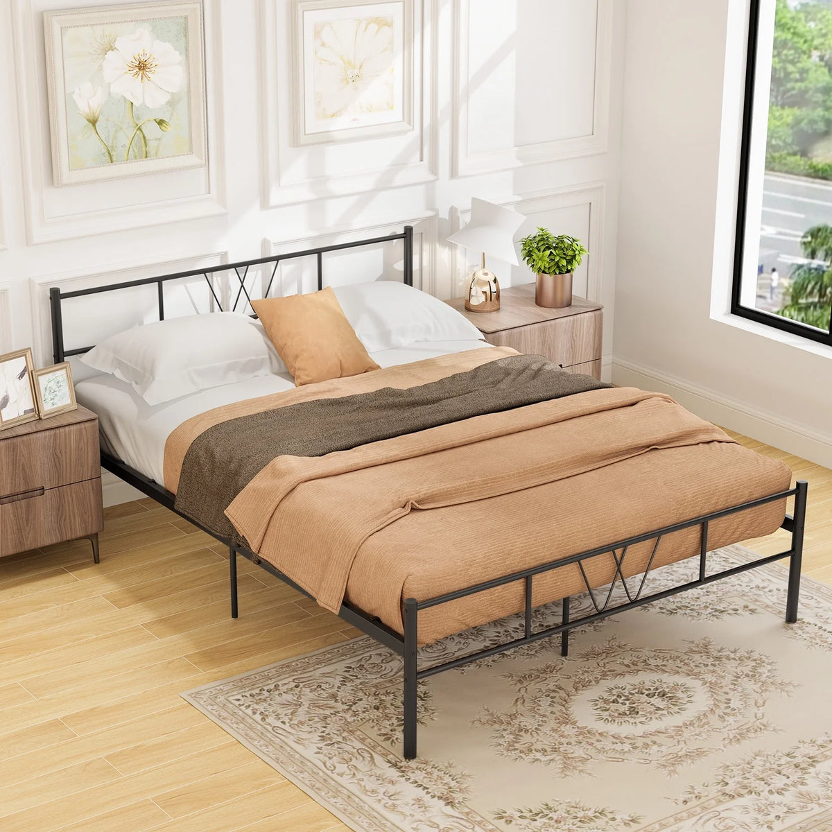Full Size Black Metal Platform Bed Frame D5351
