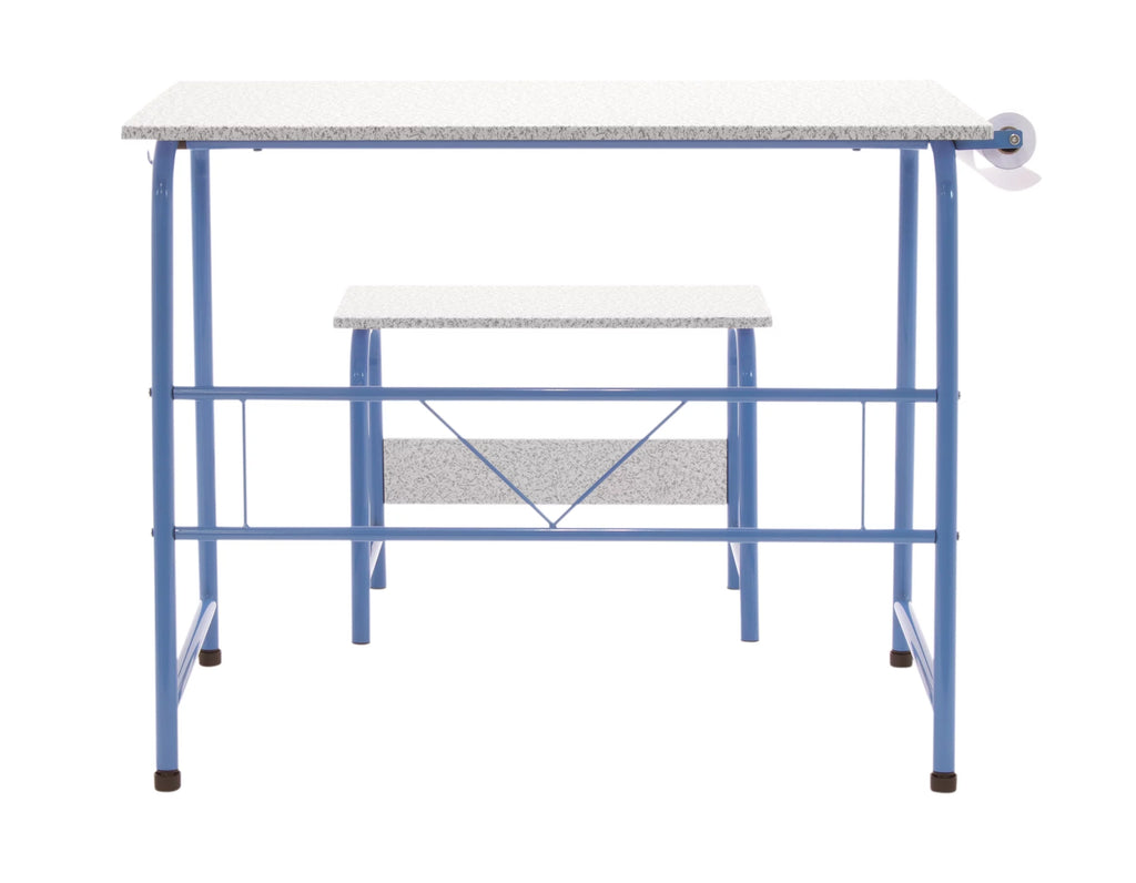 Blue Metal Art Desk and Bench W696