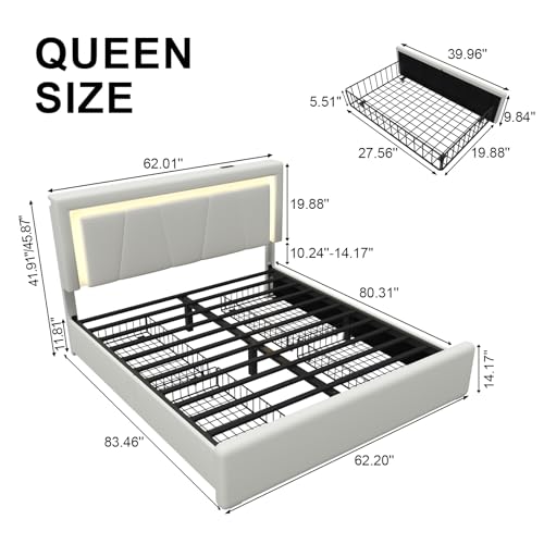 White Full Size Upholstered Platform Bed Frame with 4 Storage Drawers E290505