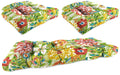 Multicolor Floral Outdoor Cushion Set with 2 Chair Cushions and 1 Bench Cushion F482830