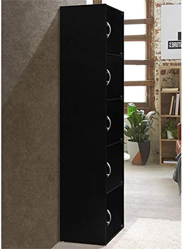5 Shelf 5 Door Black Bookcase C503563