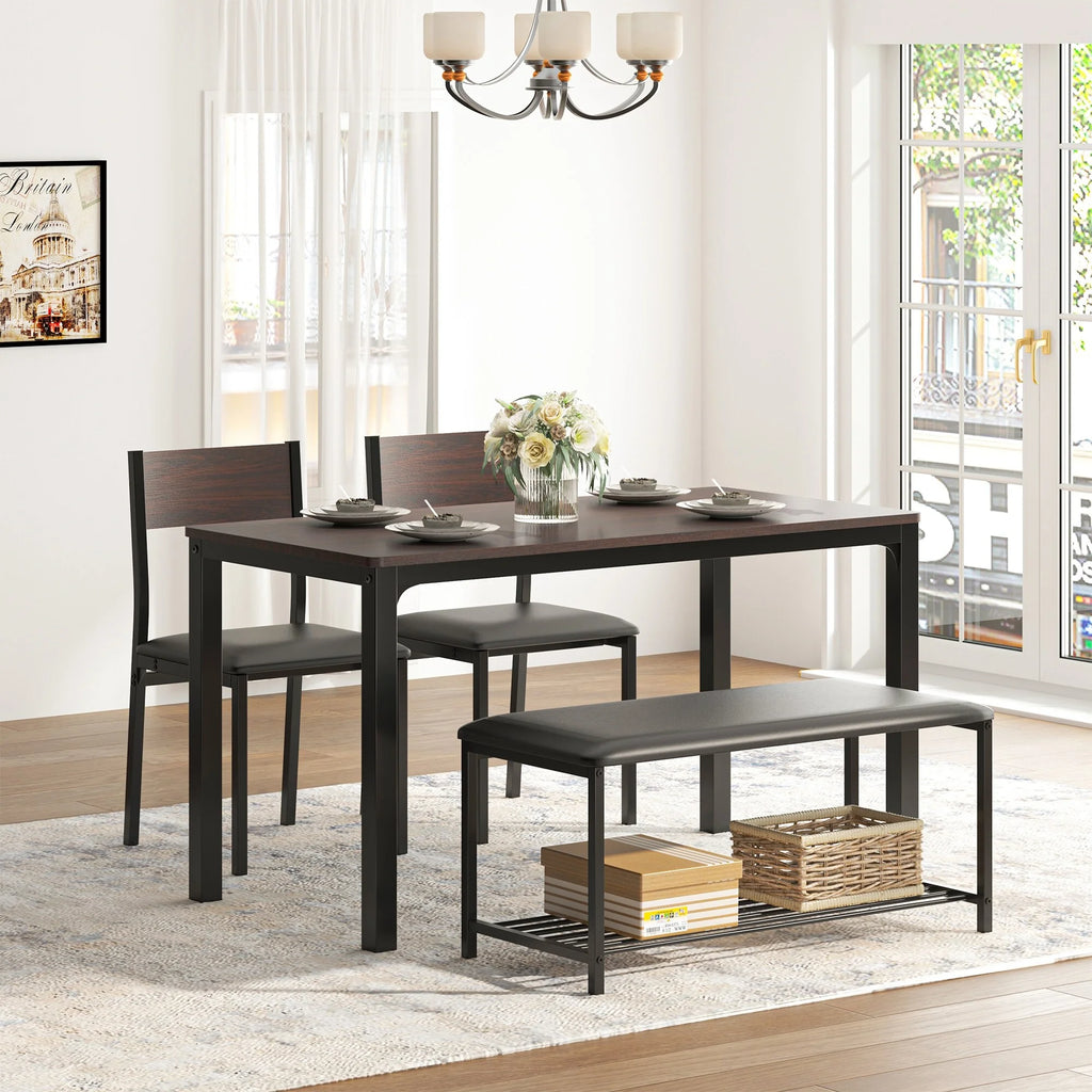 4 Person Dining Set with Upholstered Chair and Bench D91551