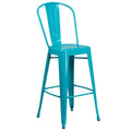 Blue Metal Indoor-Outdoor Barstool With Back U257