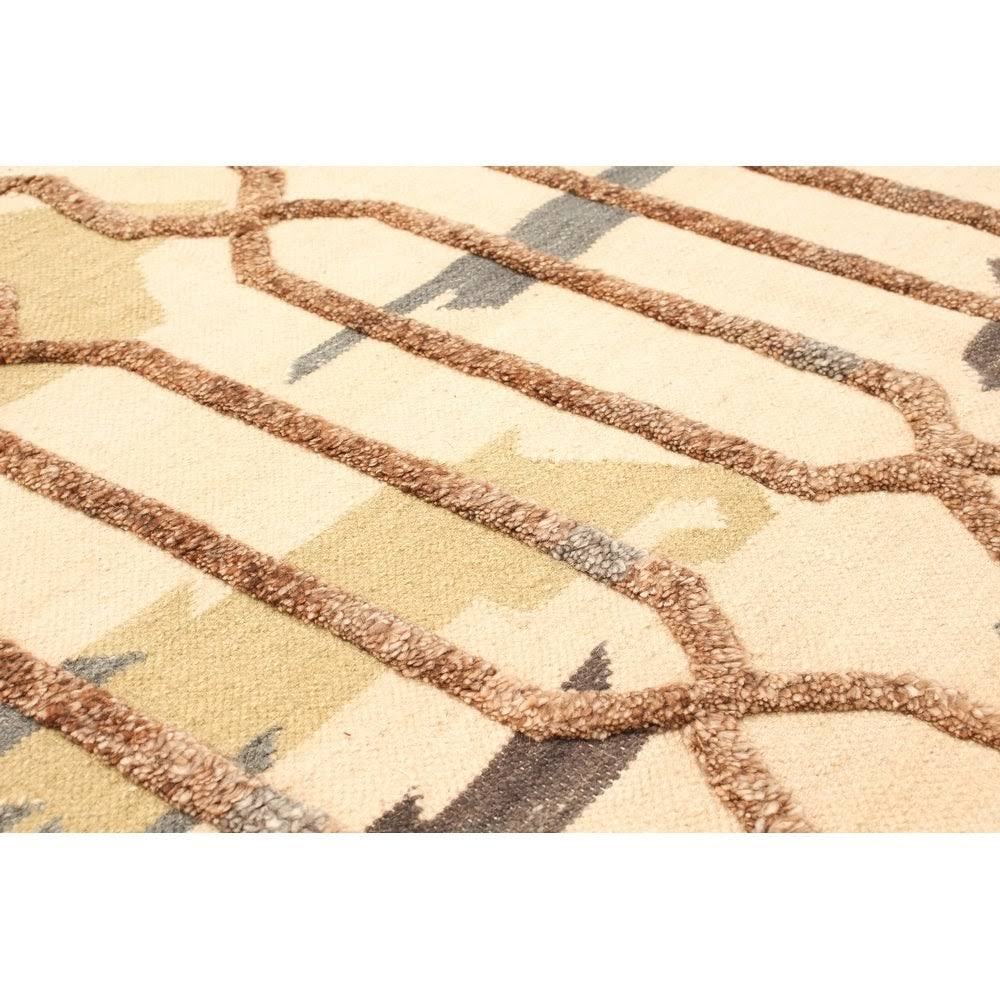 Ivory Wool Kilim Rug Q336029