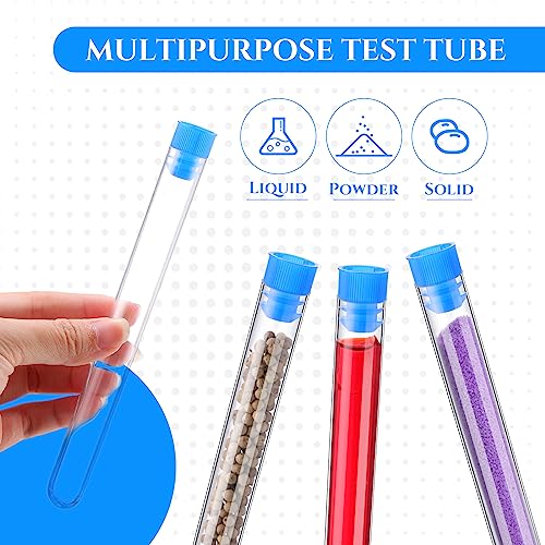 100 Pcs Clear Plastic Test Tubes with White Lids 16 x 150 mm P172