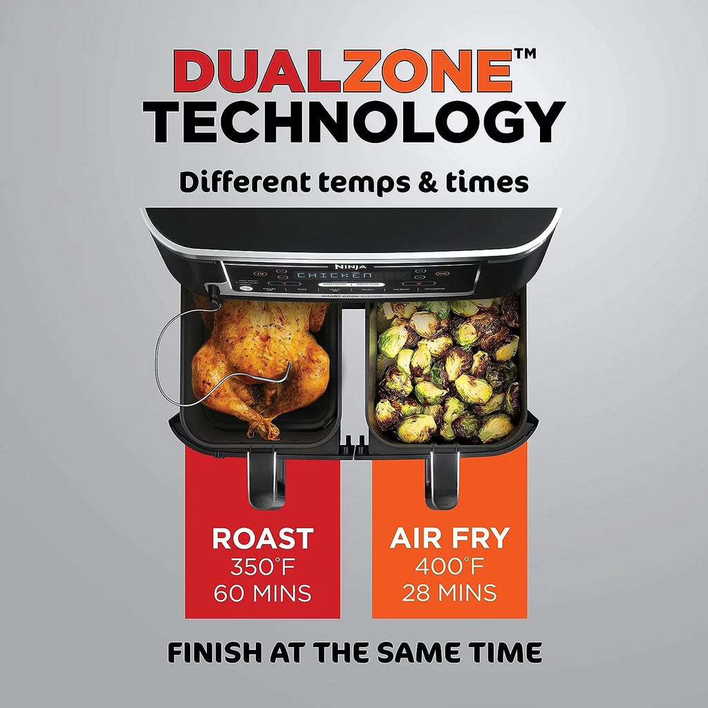 Black 6-in-1 10-qt. XL 2-Basket Air Fryer F326