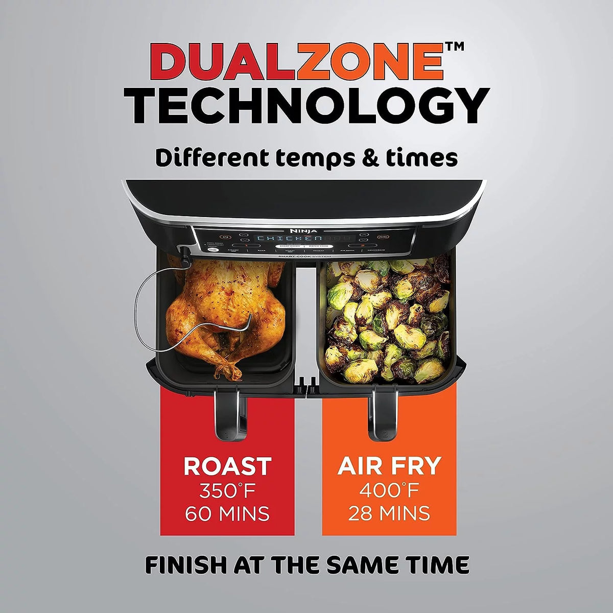 Black 6-in-1 10-qt. XL 2-Basket Air Fryer F326