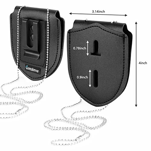 Black Faux Leather Steel Belt Clip Badge Holder F57598