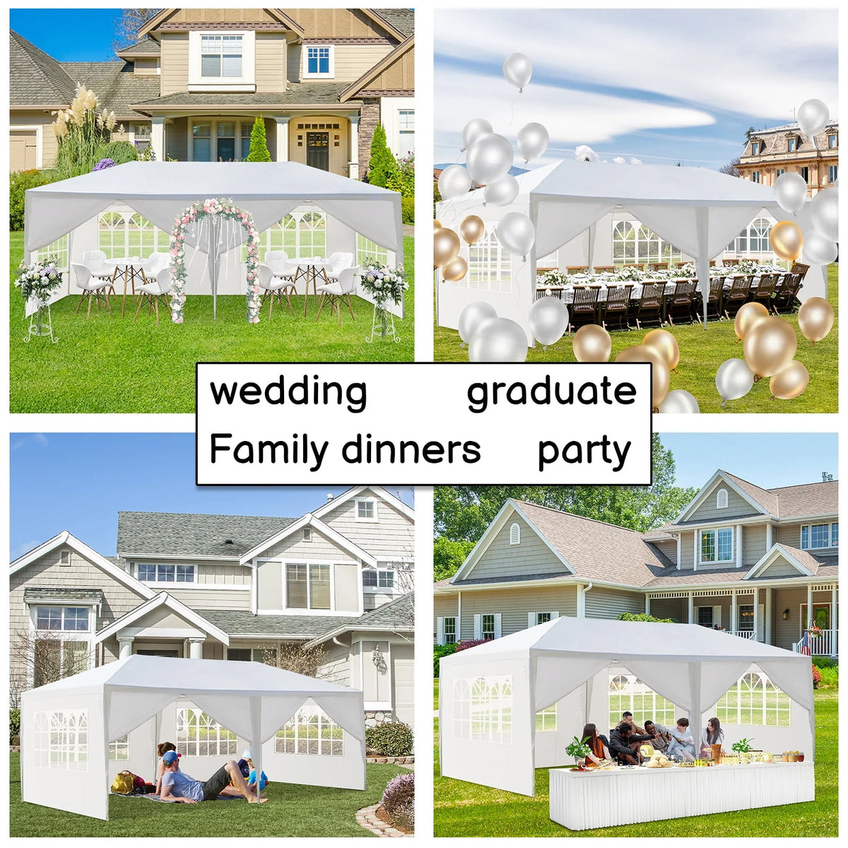10'x 20' White Party Tent with Sides M5673