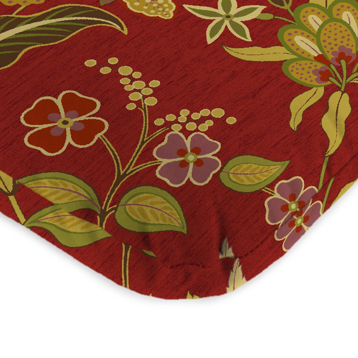 Red Floral Rectangular Outdoor Chair Cushion with Ties M7551